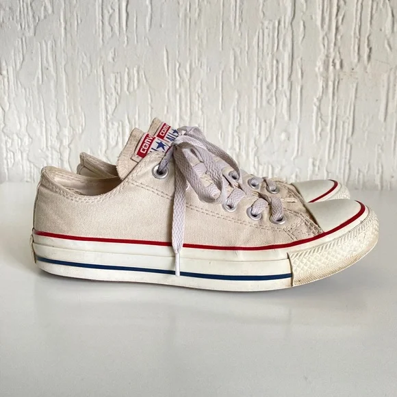 Converse White All Star Low Top Sneakers Size 7 - Picture 3 of 12